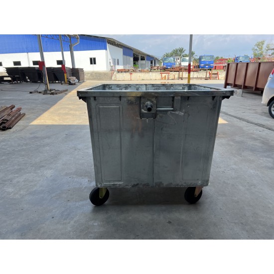 Muhibbah GI1100 4 Wheel Galvanised Steel Mobile Garbage Bin No Cover (1100 Litres)