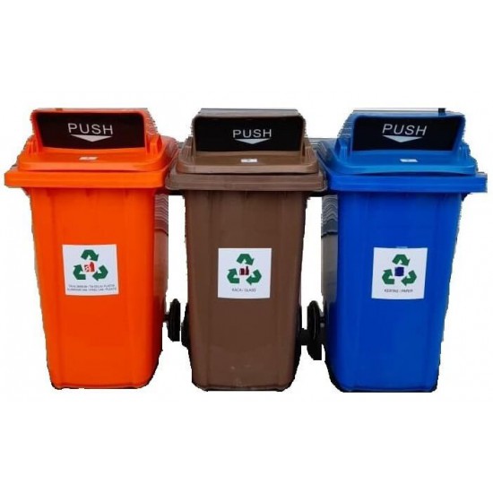 Muhibbah MGB 240 2 Wheel Mobile Garbage Bin Recycle Bin Set 3 in 1 