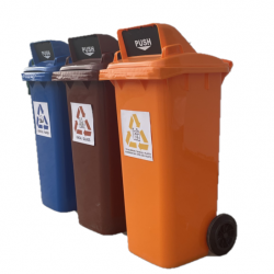 Muhibbah MGB 120 2 Wheel Mobile Garbage Bin Recycle Bin Set 3 in 1 - Flapdoor Cover