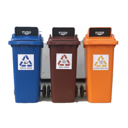 Muhibbah MGB 120 2 Wheel Mobile Garbage Bin Recycle Bin Set 3 in 1 - Flapdoor Cover